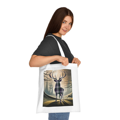 Reversible Scotland Tartan Stag Cotton Tote Bag - Argyle Dress Tartan