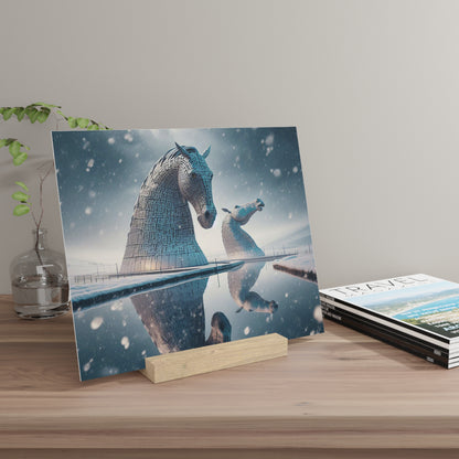 Winter Collection Gallery Stand Kelpies, Oak Picture Stand, Scotland Art, Scenery, Landmarks, Various Sizes