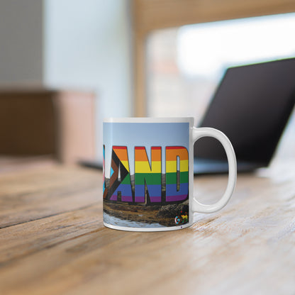 Scotland Lettering Pride Progress Photo Mug, White