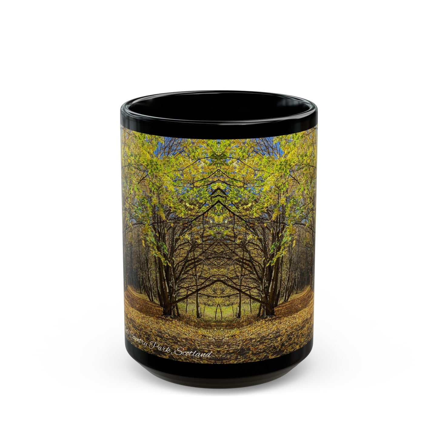 Autumn in Scotland Photo Mug, Coffee Cup, Tea Cup, Scottish Art, Scottish Parks, Scottish Nature, Strathclyde Country Park, Black