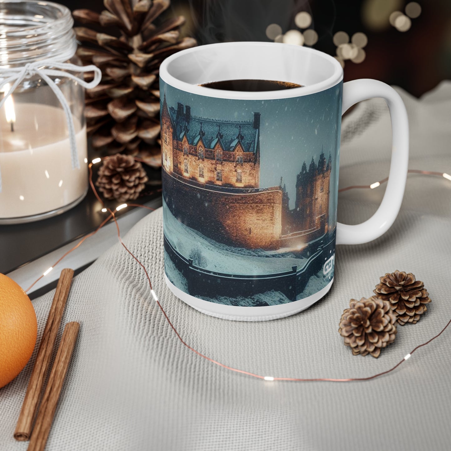 Edinburgh Castle in Winter Mug, Coffee Cup, Tea Cup, Scottish Art, Scottish Landmarks, Scottish Nature, White