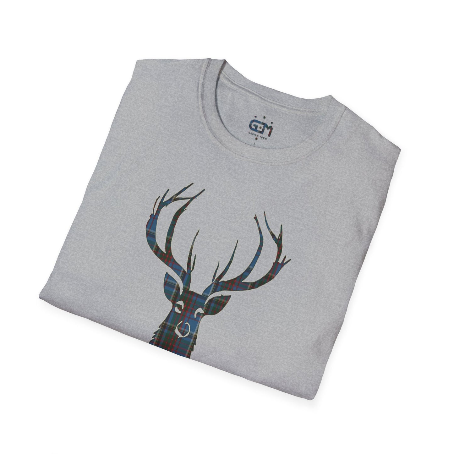 Tartan Stag Softstyle T-Shirt - Anderson Old Tartan, Unisex Tee, Scottish Scenery, Various Colours