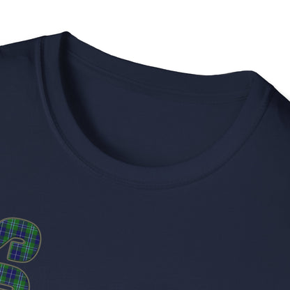 Tartan Scotland Lettering Softstyle Unisex T-Shirt, Douglas Tartan Tee