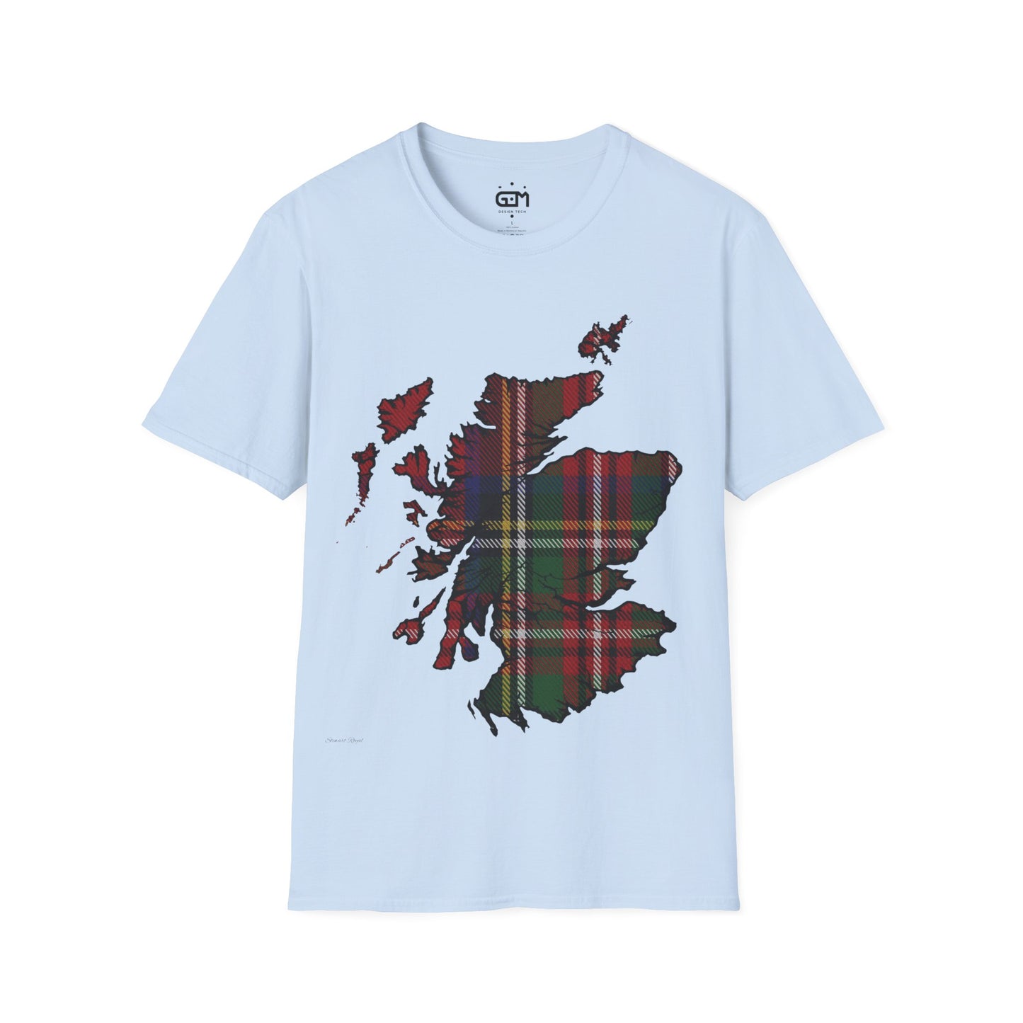 Scotland Tartan Map Softstyle Unisex T-Shirt, Stewart Royal Tartan, Various Colours