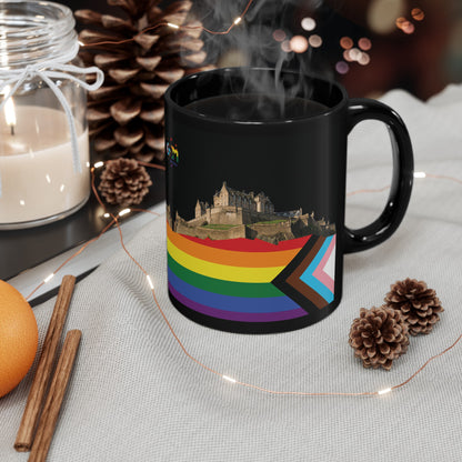 Pride Progress Rock Edinburgh Castle Photo Mug, Black