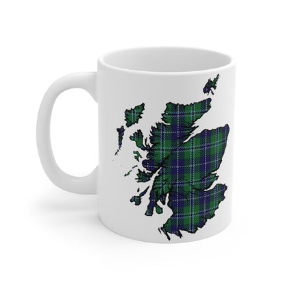 Scotland Tartan Map Mug - Douglas Tartan, Various Sizes