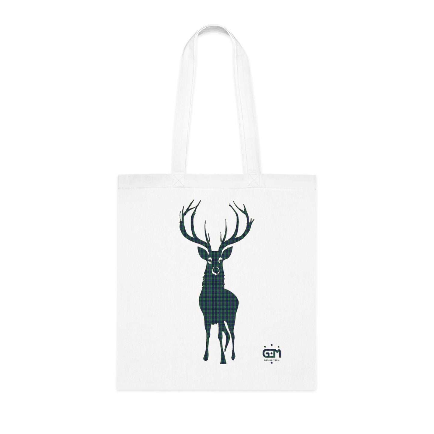 Reversible Scotland Tartan Stag Cotton Tote Bag - Douglas Tartan