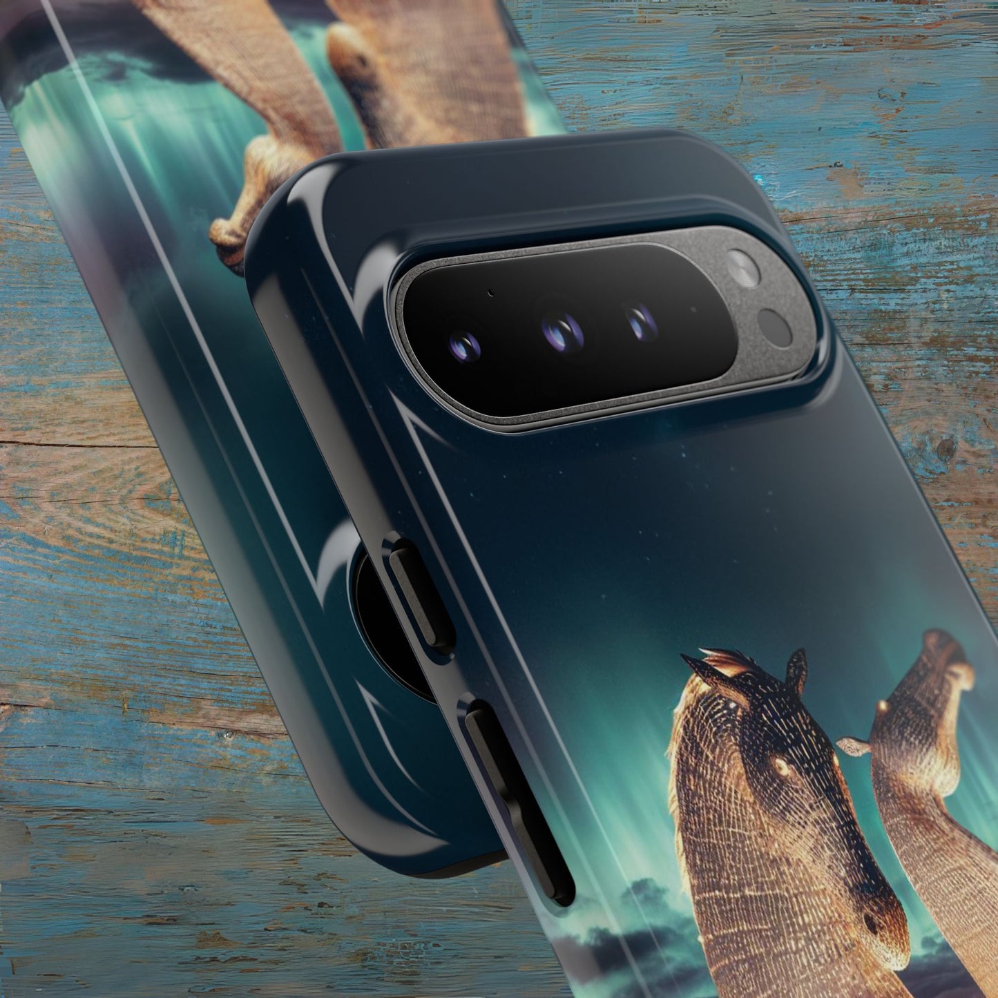 Kelpies Northern Lights Art Variant Phone Case, Scotland, Google