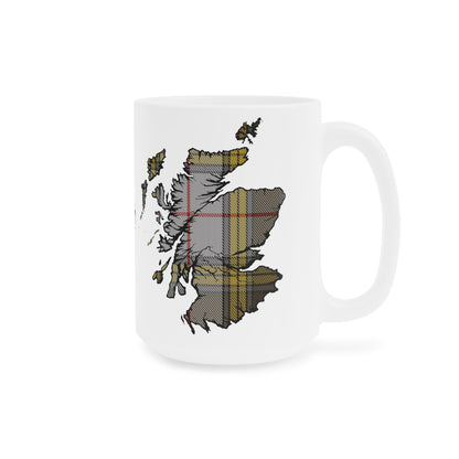 Scotland Tartan Map Mug - Buchanan Tartan, Various Sizes