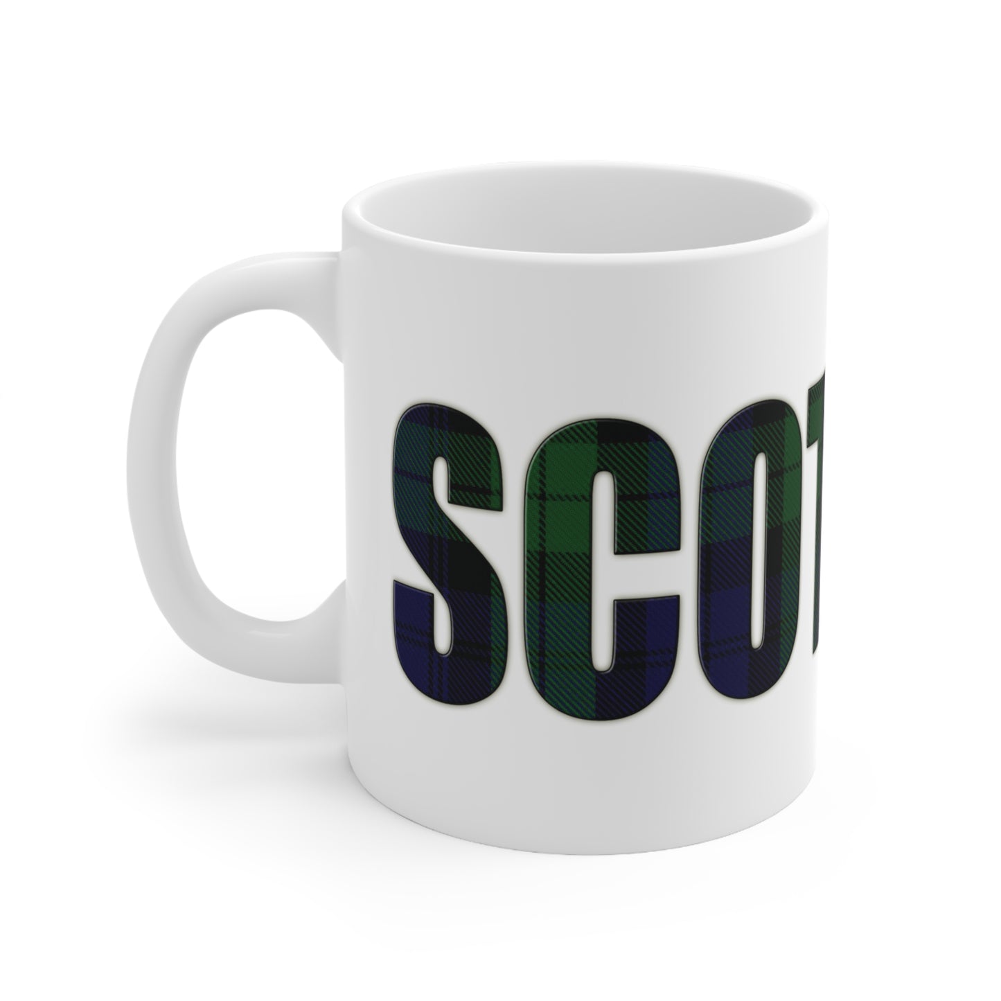 Scotland Tartan Mug - Black Watch, Coffee Cup, Tea Cup, Scotland, White