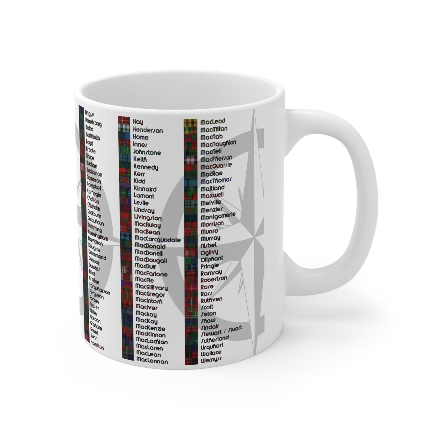 Scotland Map of Clans Tartan Mug, Coffee Cup, Tea Cup, White