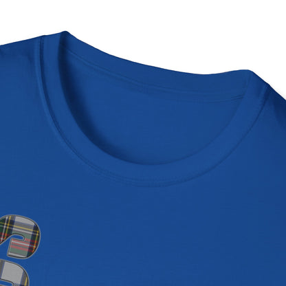 Tartan Scotland Lettering Softstyle Unisex T-Shirt, Stewart Dress Tartan Tee