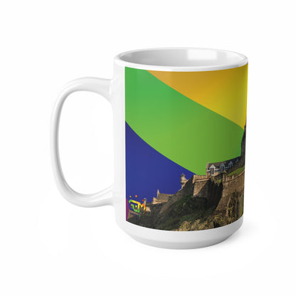 Edinburgh Castle Pride Flag Sky Photo Mug, White