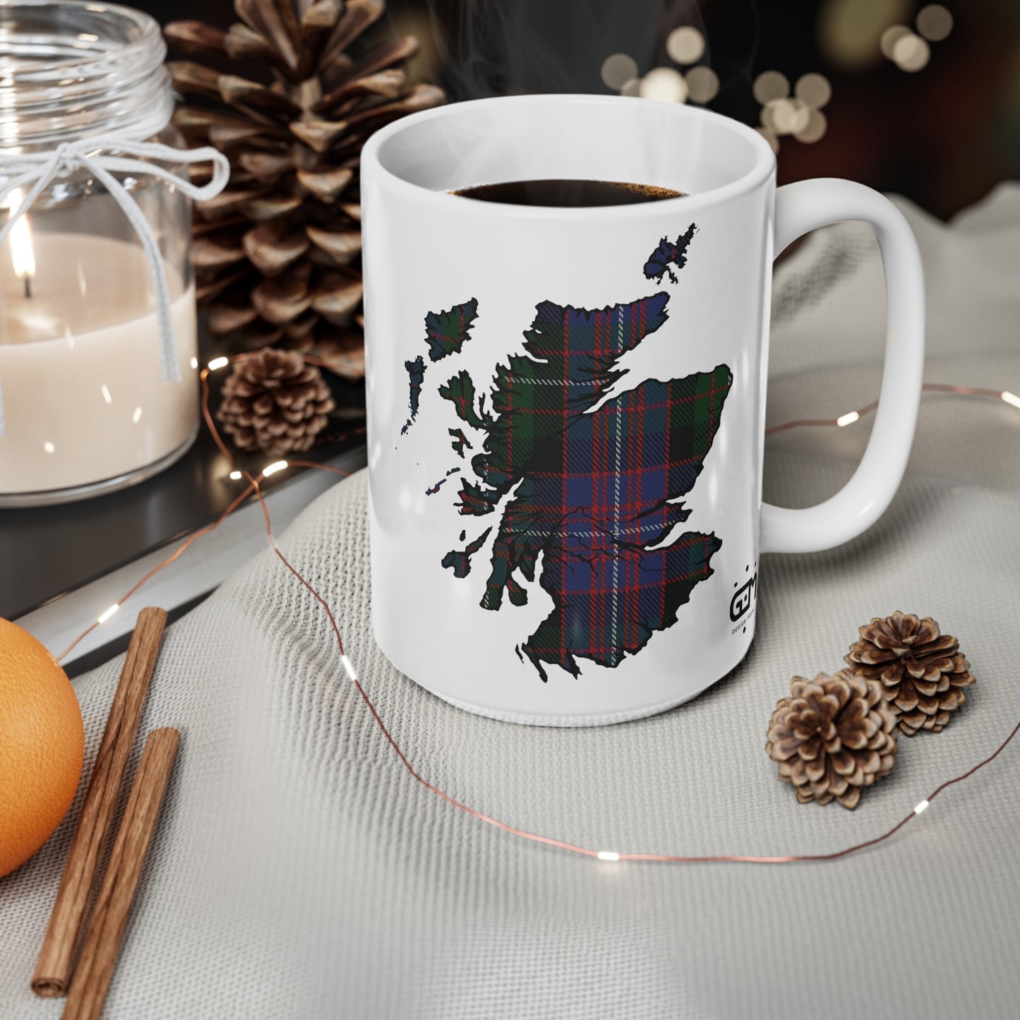 Rankin Tartan Scotland Map Mug, Coffee Cup, Tea Cup, Scotland, White