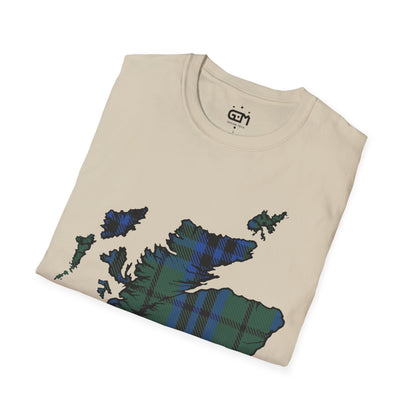 Scotland Tartan Map Softstyle Unisex T-Shirt, Keith Tartan, Various Colours