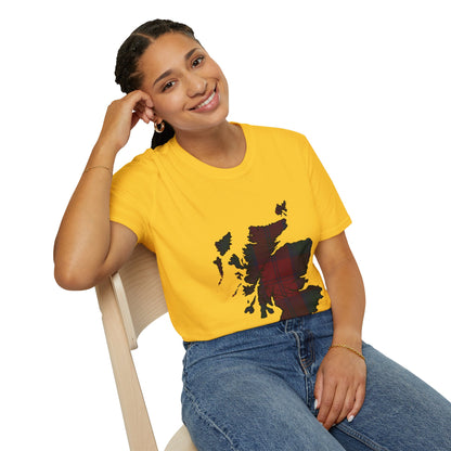 Scotland Tartan Map Softstyle Unisex T-Shirt - Lindsay Tartan Tee