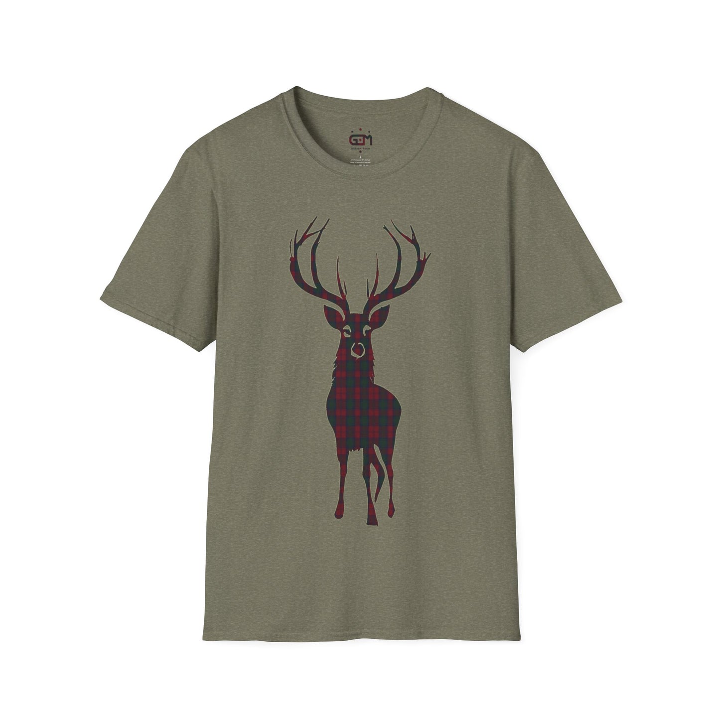 Tartan Stag Softstyle T-Shirt - Lindsay Tartan, Unisex Tee, Scottish Scenery, Various Colours