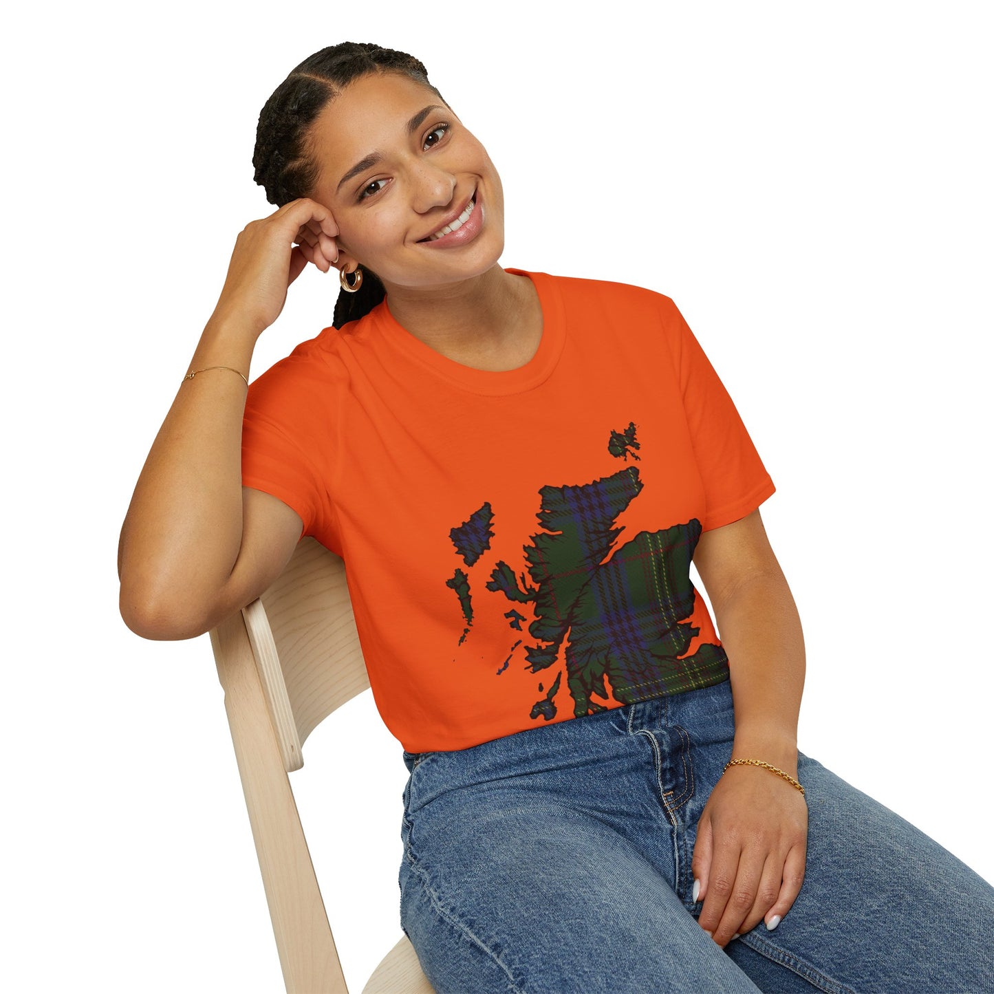 Scotland Tartan Map Softstyle Unisex T-Shirt, Kennedy Tartan, Various Colours