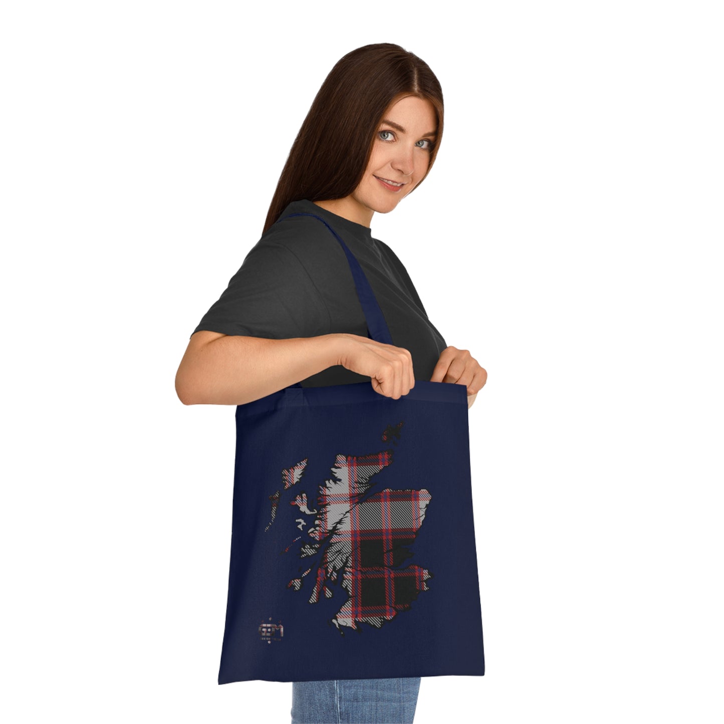 Reversible Scotland Tartan Map Cotton Tote Bag - MacPherson Tartan