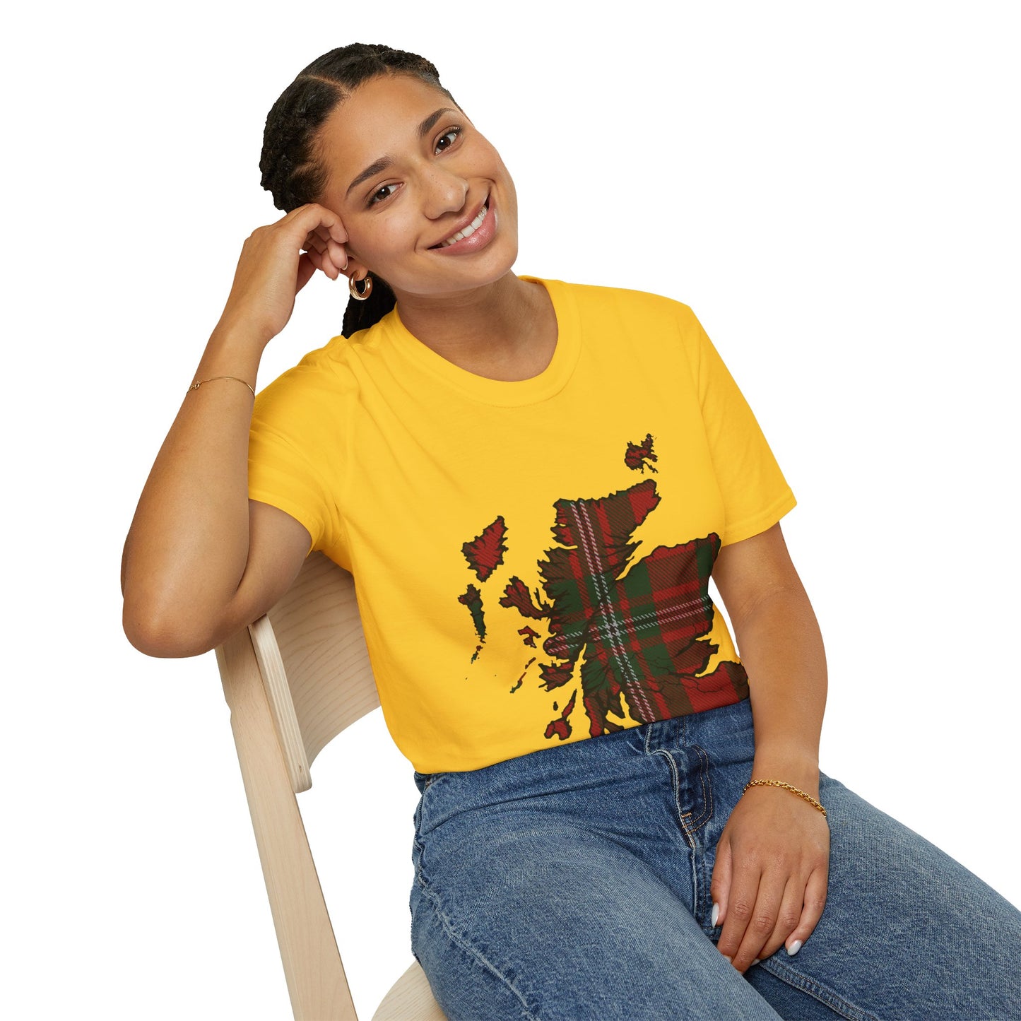 Scotland Tartan Map Softstyle Unisex T-Shirt, MacGregor Tartan, Various Colours