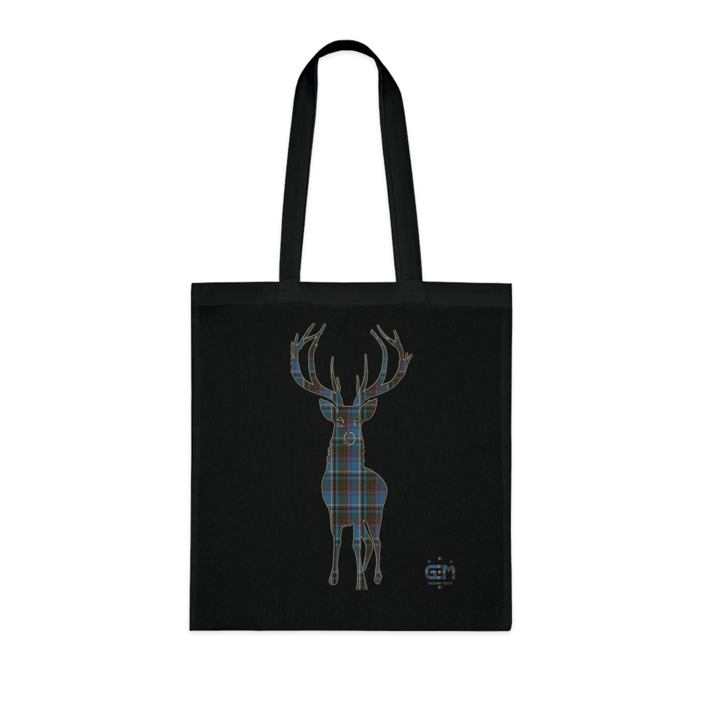 Reversible Scotland Tartan Stag Cotton Tote Bag - Anderson Old Tartan