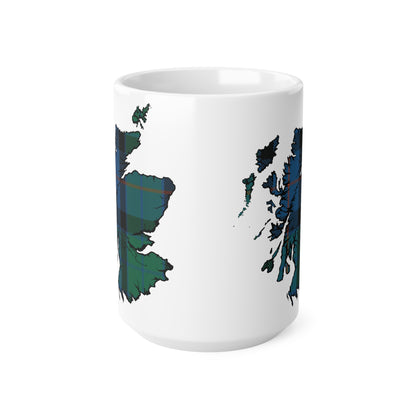 Flower of Scotland Tartan Scotland Map Mug, Coffee Cup, Tea Cup, Scotland, White