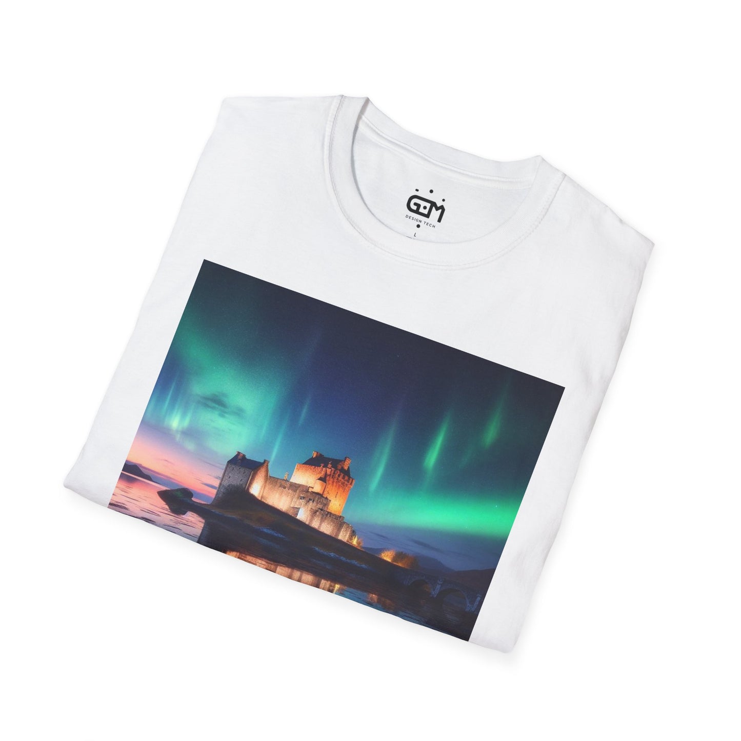 Eilean Donan Castle with Northern Lights Softstyle Unisex T-Shirt, Scotland Tee