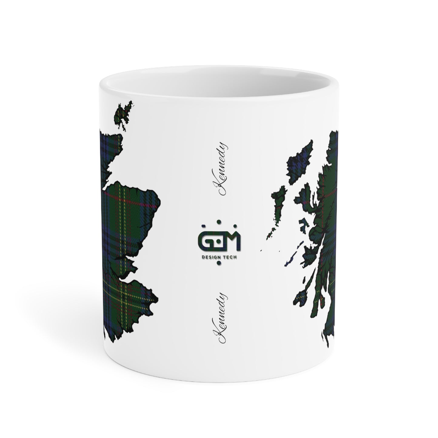 Scotland Tartan Map Mug - Kennedy Tartan, Various Sizes