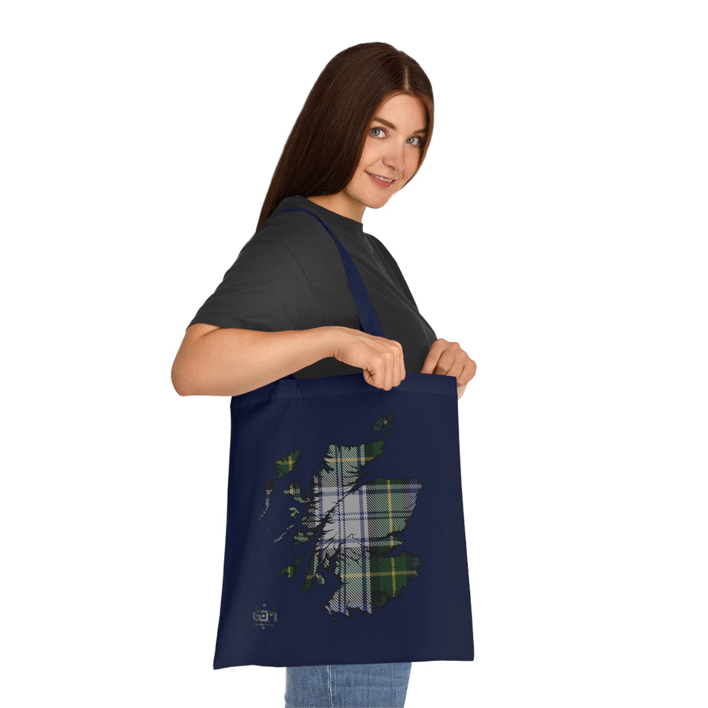 Reversible Scotland Tartan Map Cotton Tote Bag - Gordon Dress Tartan