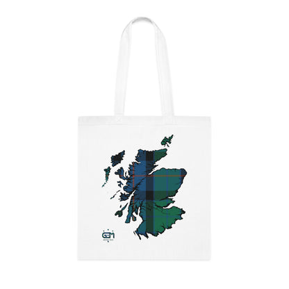 Reversible Scotland Tartan Map Cotton Tote Bag - Flower of Scotland Tartan