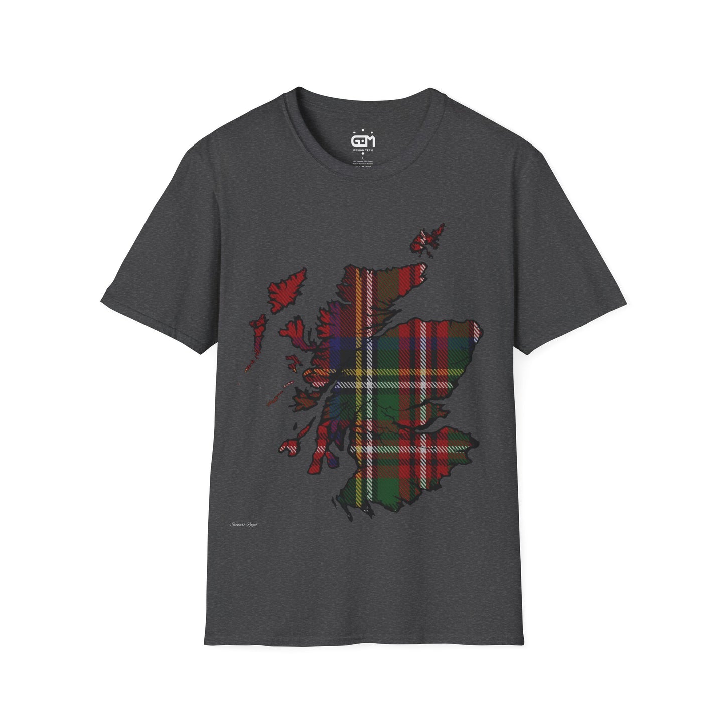 Scotland Tartan Map Softstyle Unisex T-Shirt, Stewart Royal Tartan, Various Colours