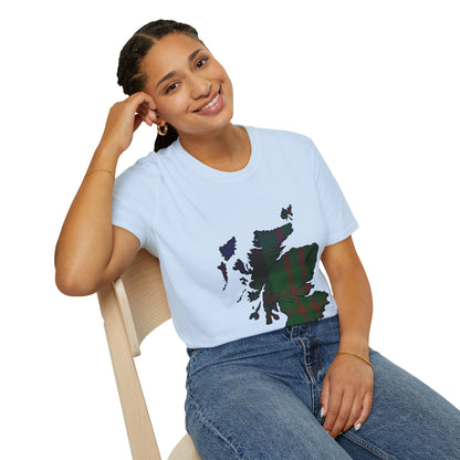 Scotland Tartan Map Softstyle Unisex T-Shirt - MacDonald Tartan Tee