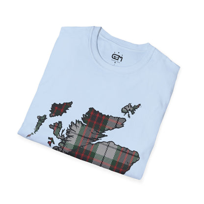 Scotland Tartan Map Softstyle Unisex T-Shirt, Fraser Dress Tartan, Various Colours