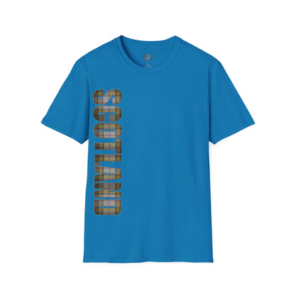 Scotland Lettering Buchanan Tartan Softstyle T-Shirt, Unisex Tee, Various Colours