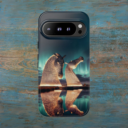 Kelpies Northern Lights Art Variant Phone Case, Scotland, Google