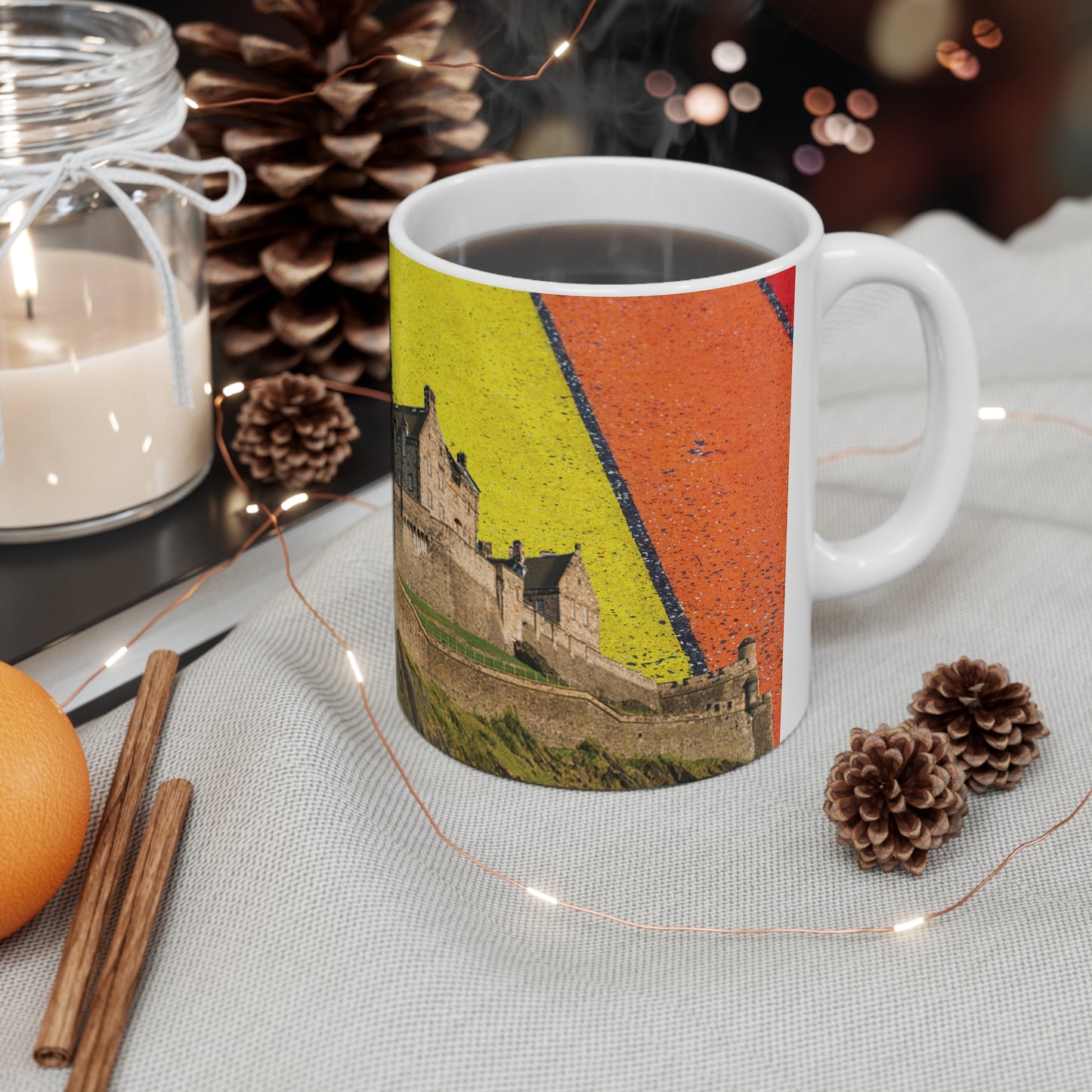 Edinburgh Castle Pride Road Sky Photo Mug, White