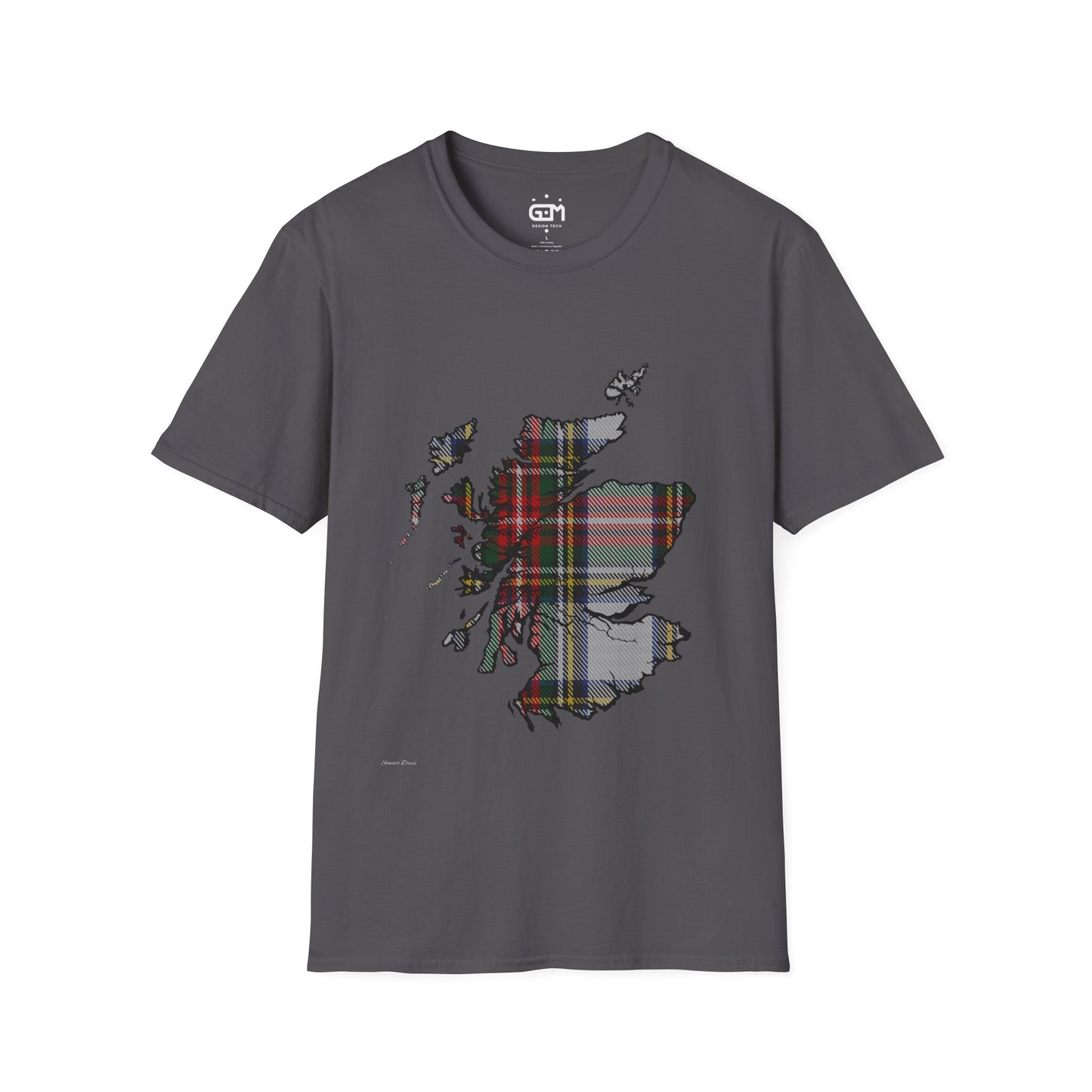 Scotland Tartan Map Softstyle Unisex T-Shirt - Stewart Dress Tartan Tee