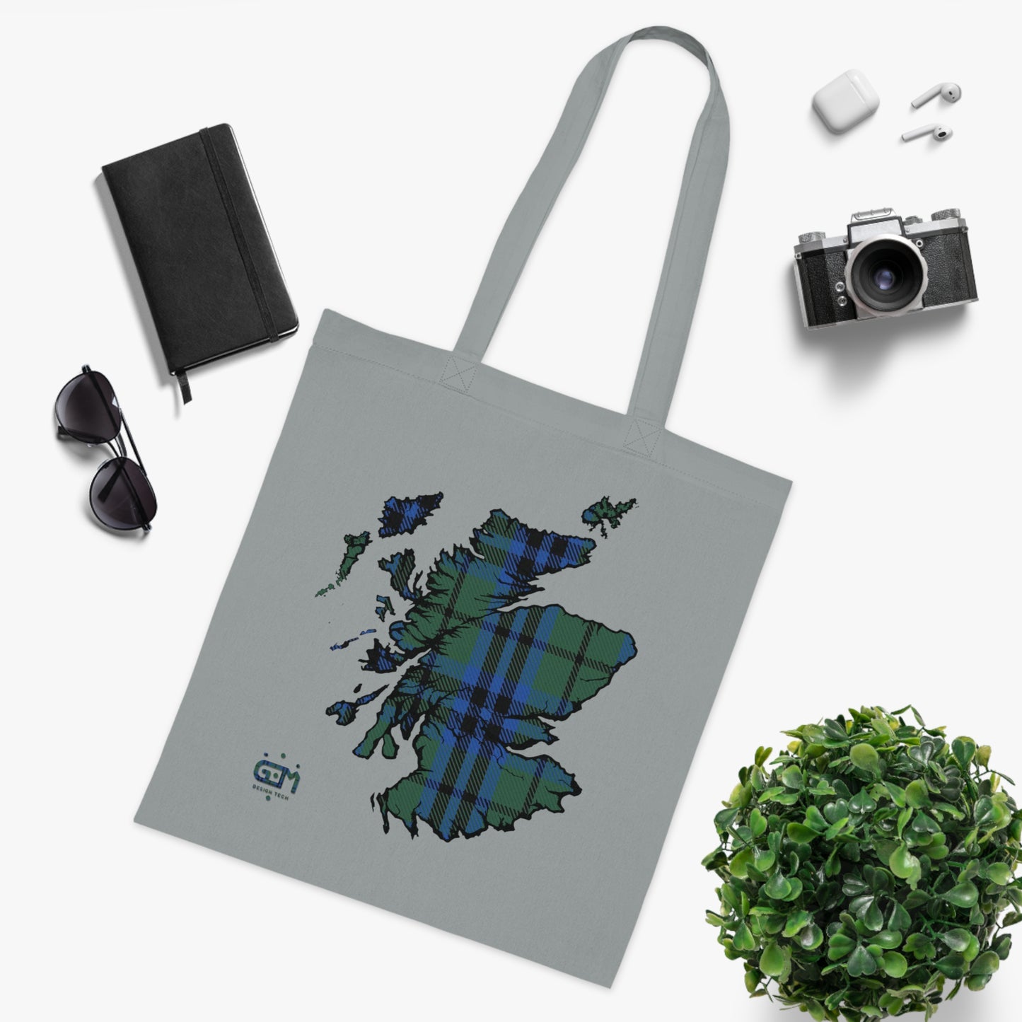 Reversible Scotland Tartan Map Cotton Tote Bag - Keith Tartan