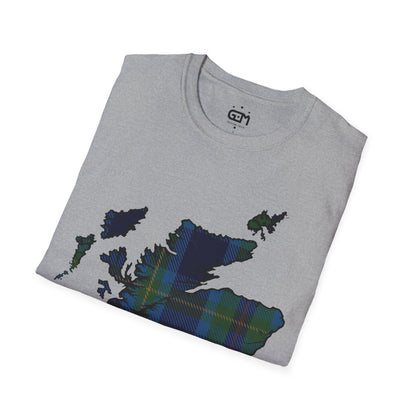 Scotland Tartan Map Softstyle Unisex T-Shirt, Miller Tartan, Various Colours