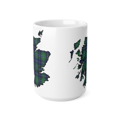 Douglas Tartan Scotland Map Mug, Coffee Cup, Tea Cup, Scotland, White