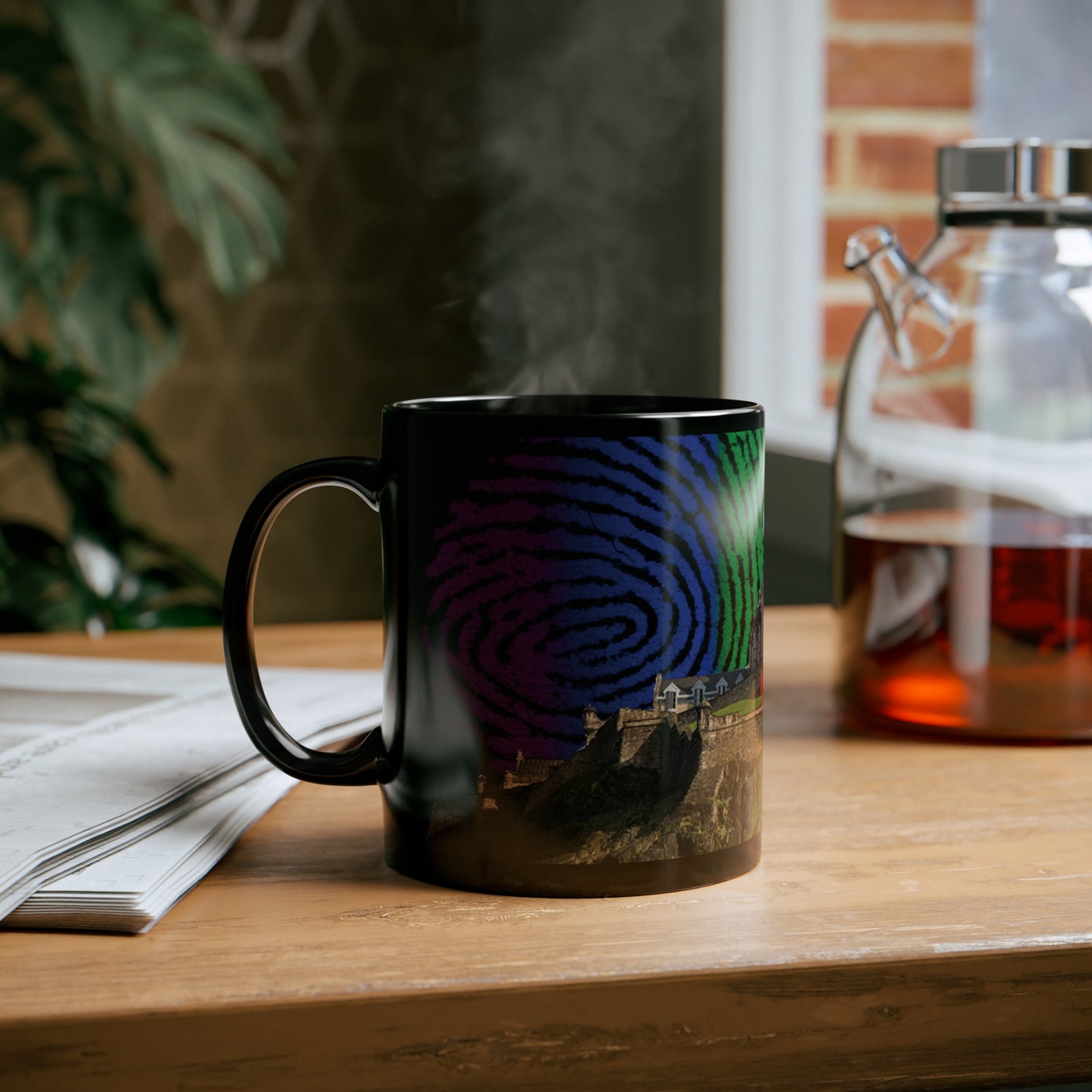 Edinburgh Castle Pride Fingerprint Sky Photo Mug, Black