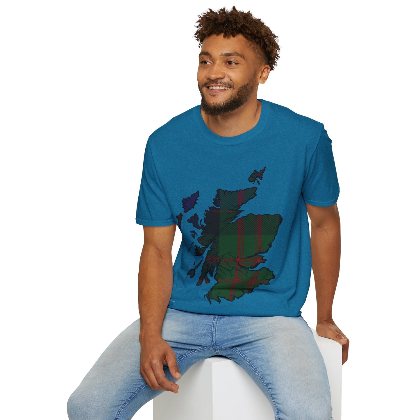 Scotland Tartan Map Softstyle Unisex T-Shirt, MacDonald Tartan, Various Colours