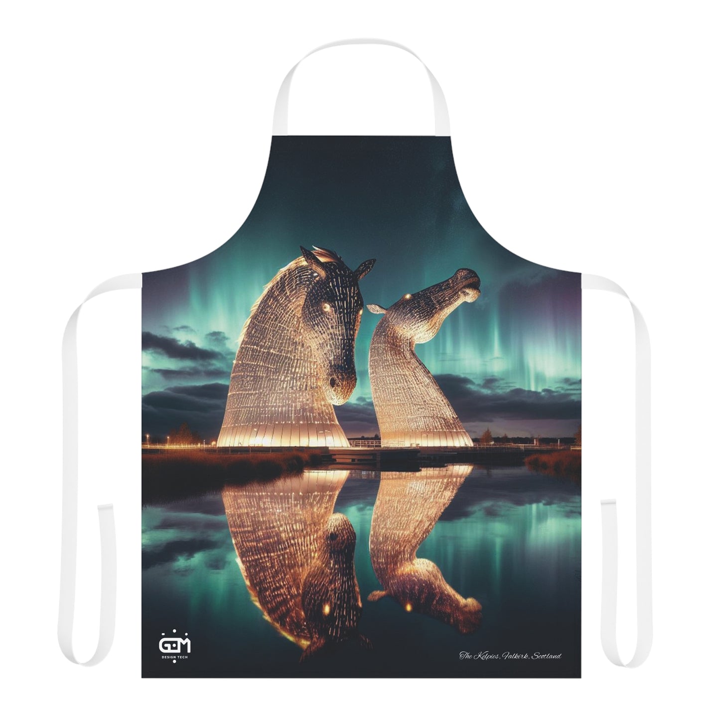 Kelpies Northern Lights Apron, Scottish Art, Scottish Landmarks, Scottish Nature, Cooking Apparel, Chef Accessory