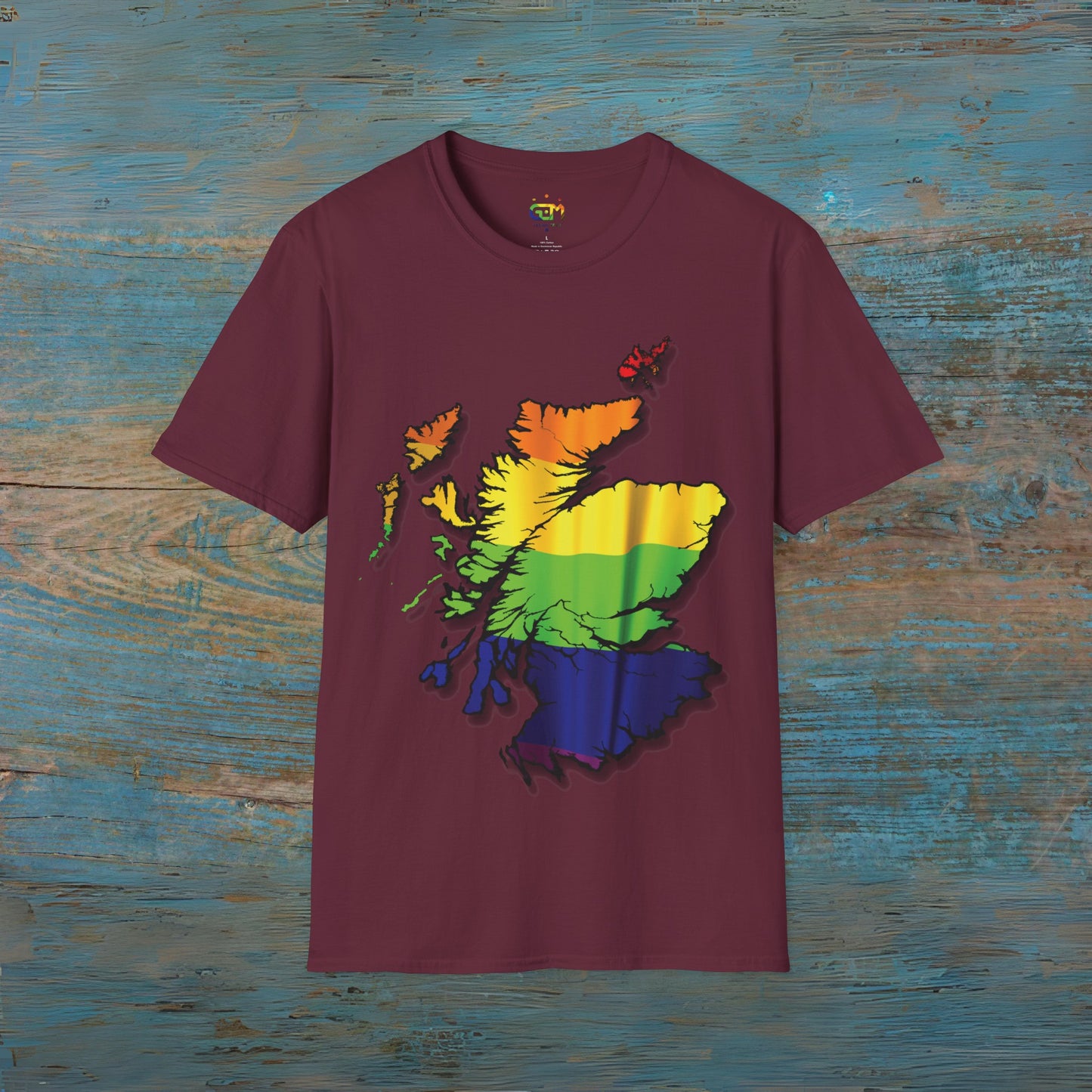 Pride Flag Scotland Map Unisex T-Shirt, Various Colours