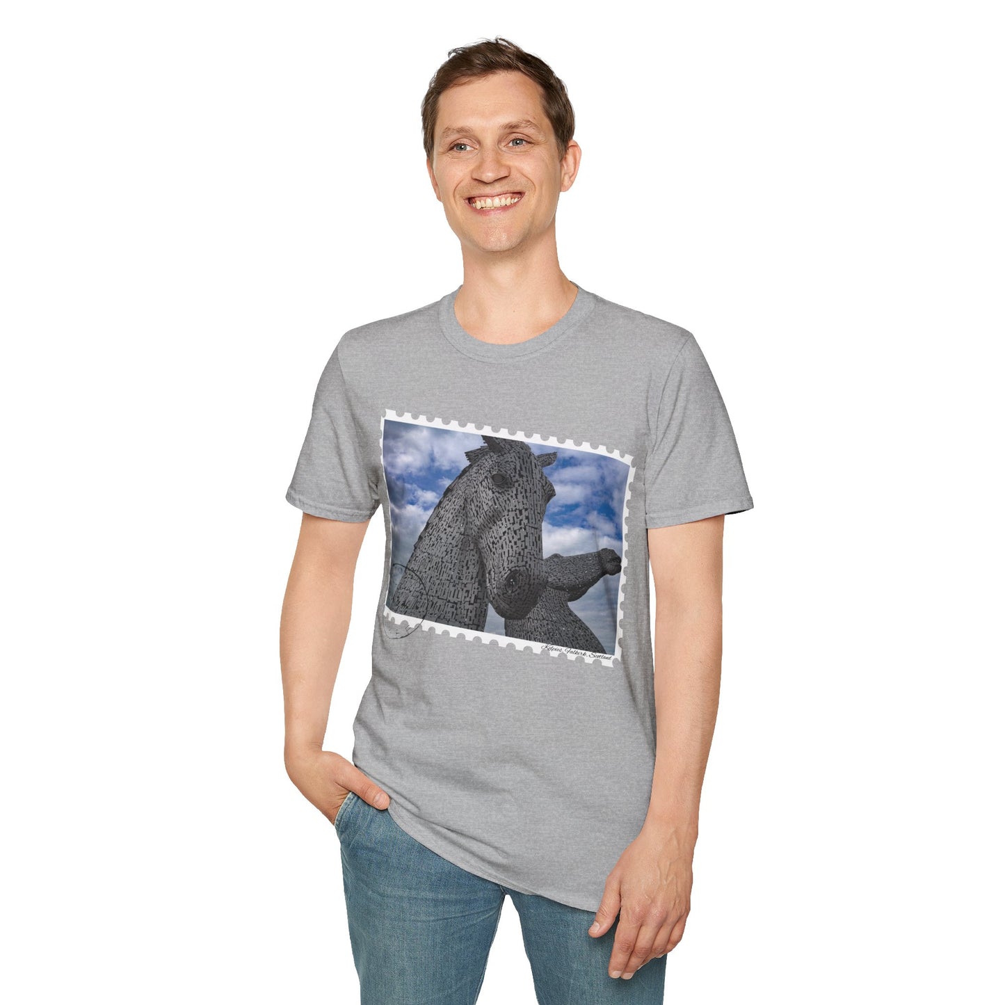 Postcard Kelpies Photo Softstyle T-Shirt, Unisex Tee, Scotland Shirt, Various Colours