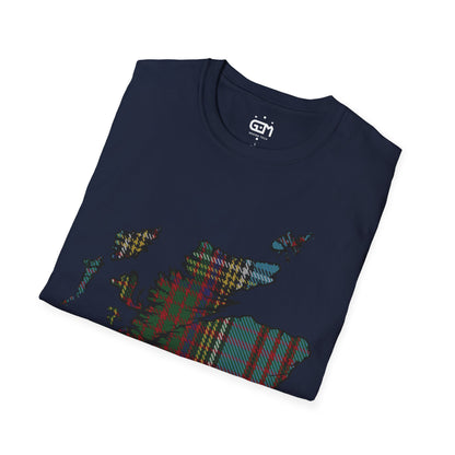 Scotland Tartan Map Softstyle Unisex T-Shirt, Anderson Tartan, Various Colours