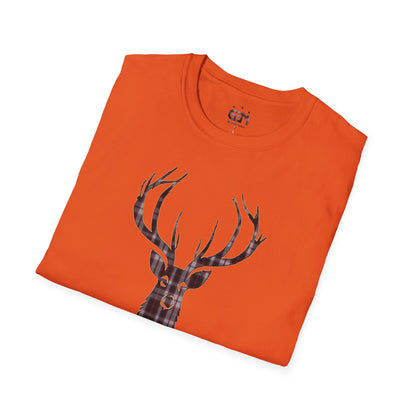 Tartan Stag Softstyle T-Shirt - MacPherson Tartan, Unisex Tee, Scottish Scenery, Various Colours