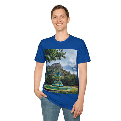 Ross Fountain & Edinburgh Castle Photo Softstyle T-Shirt, Unisex Tee, Various Colours