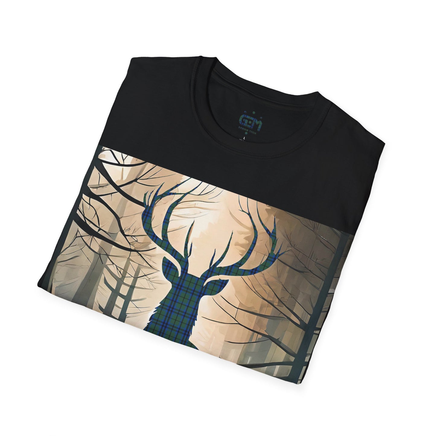 Stag Tartan Silhouette Softstyle T-Shirt - Keith Tartan, Unisex Tee, Scottish Scenery, Various Colours