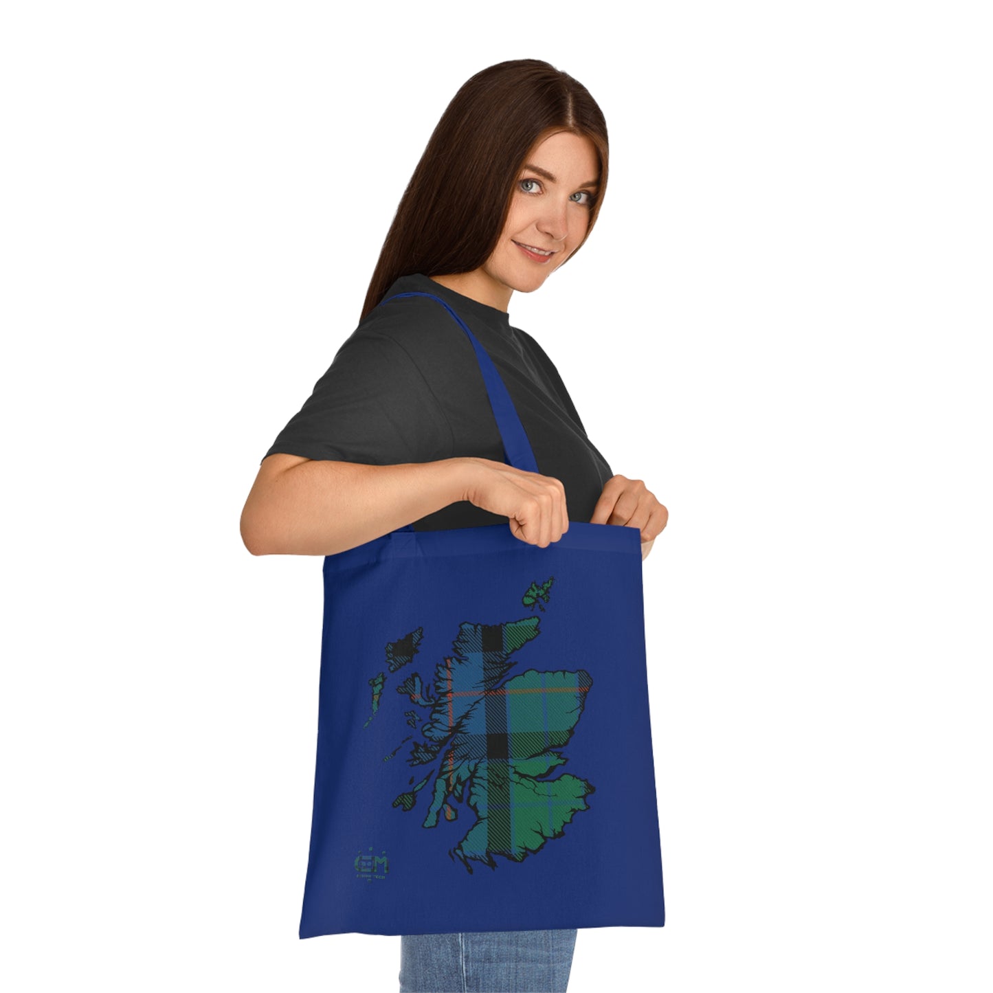 Reversible Scotland Tartan Map Cotton Tote Bag - Flower of Scotland Tartan